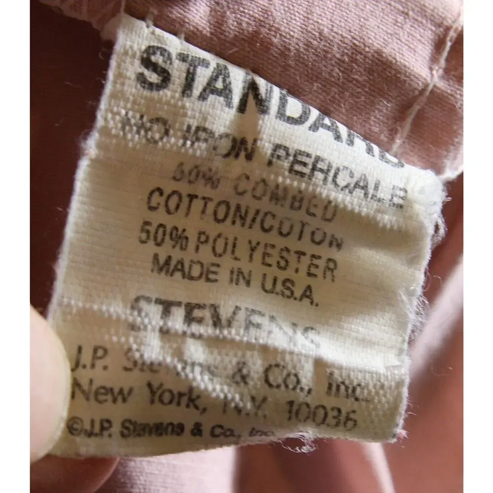 Stevens Pillowcase Standard Pink White Cotton Blend Modern USA Vintage